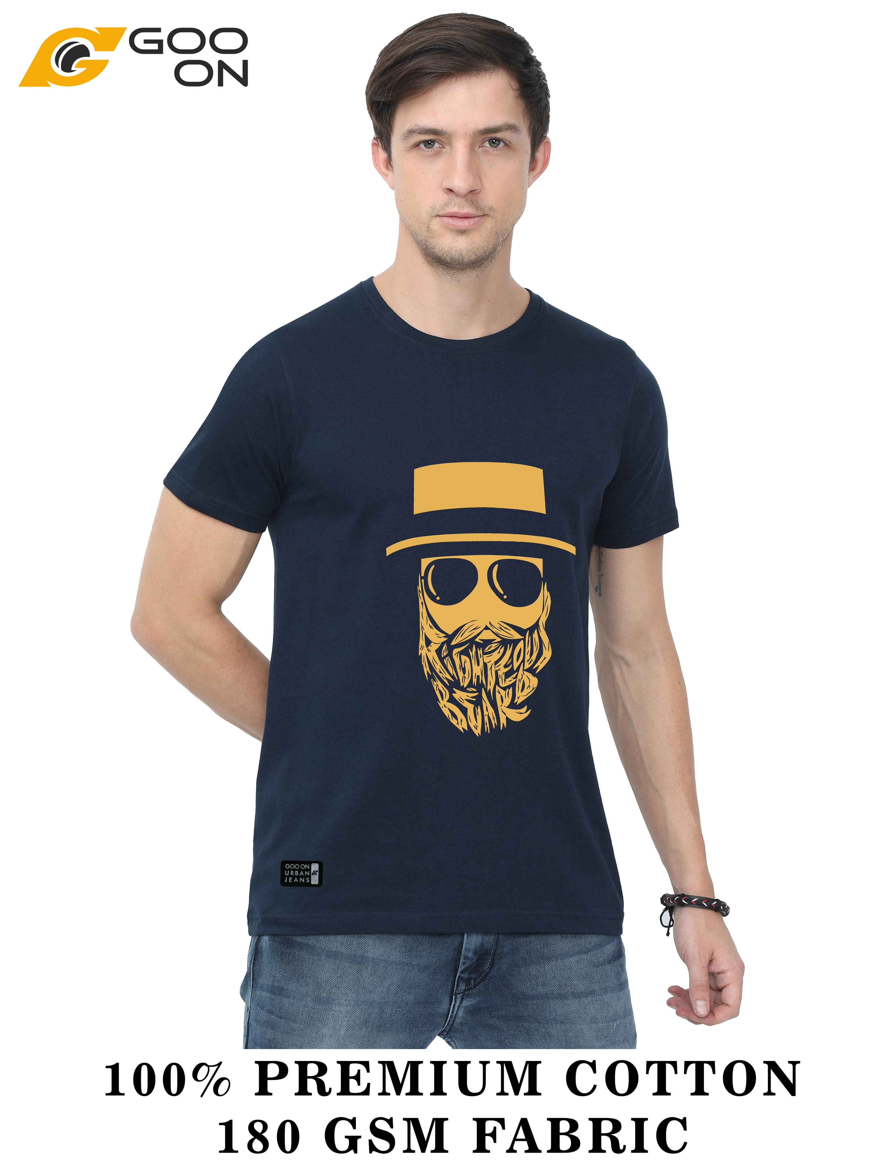 Goo On Cotton Round Neck Printed T-Shirt for Men