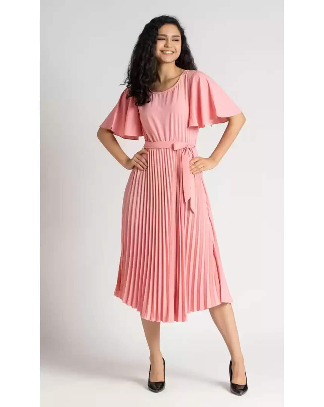 Crepe Solid Fit and Flare Dress