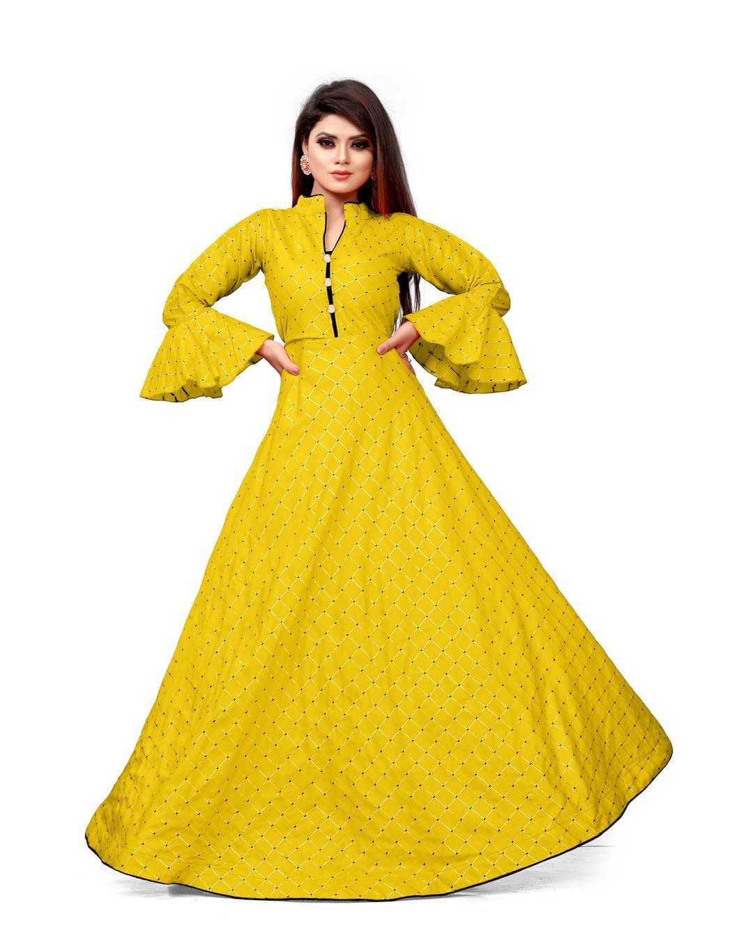 Silk Checks Gown Dress