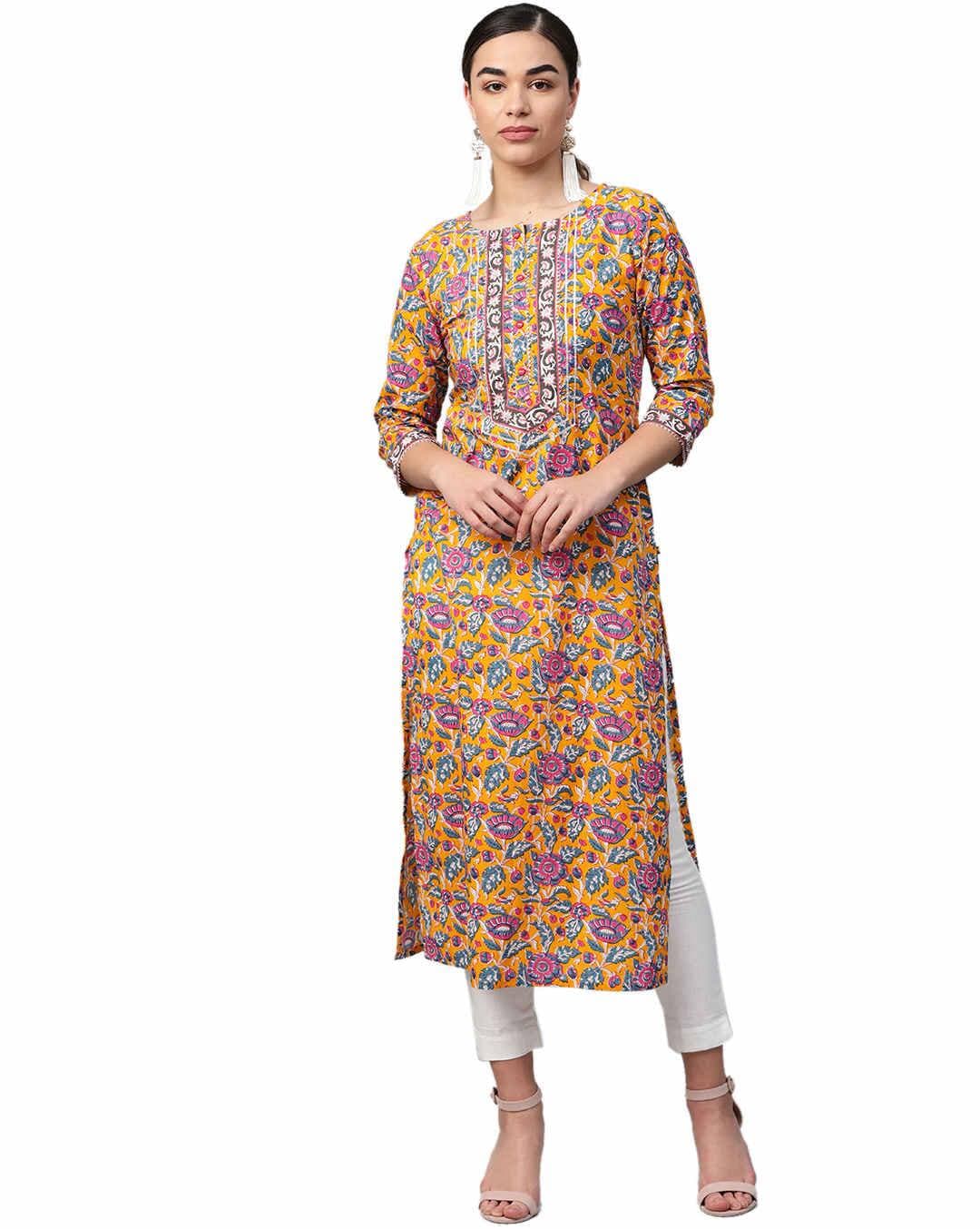 Cotton Printed Straight Kurta