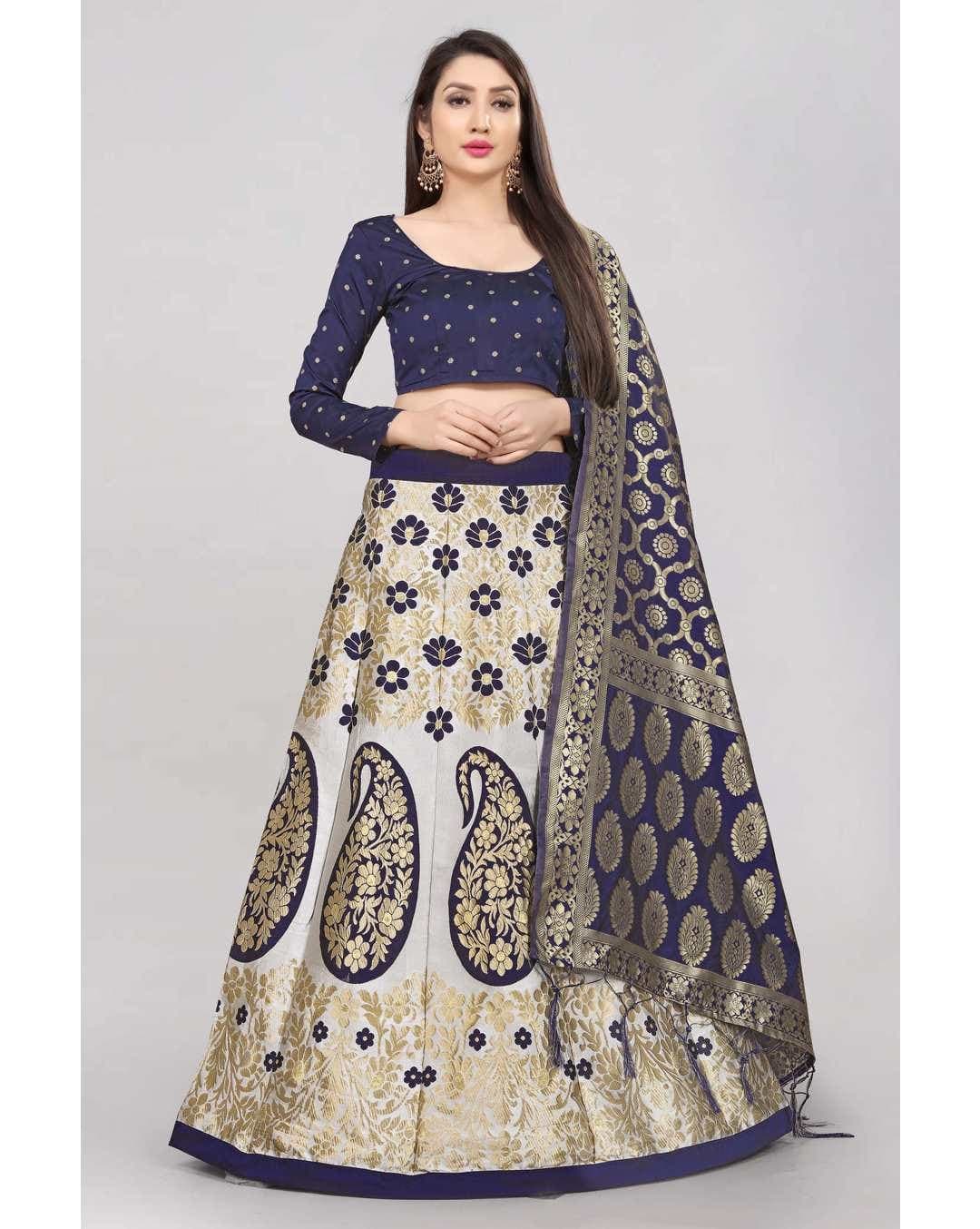 Jacquard Textured Lehenga Choli Set with Dupatta