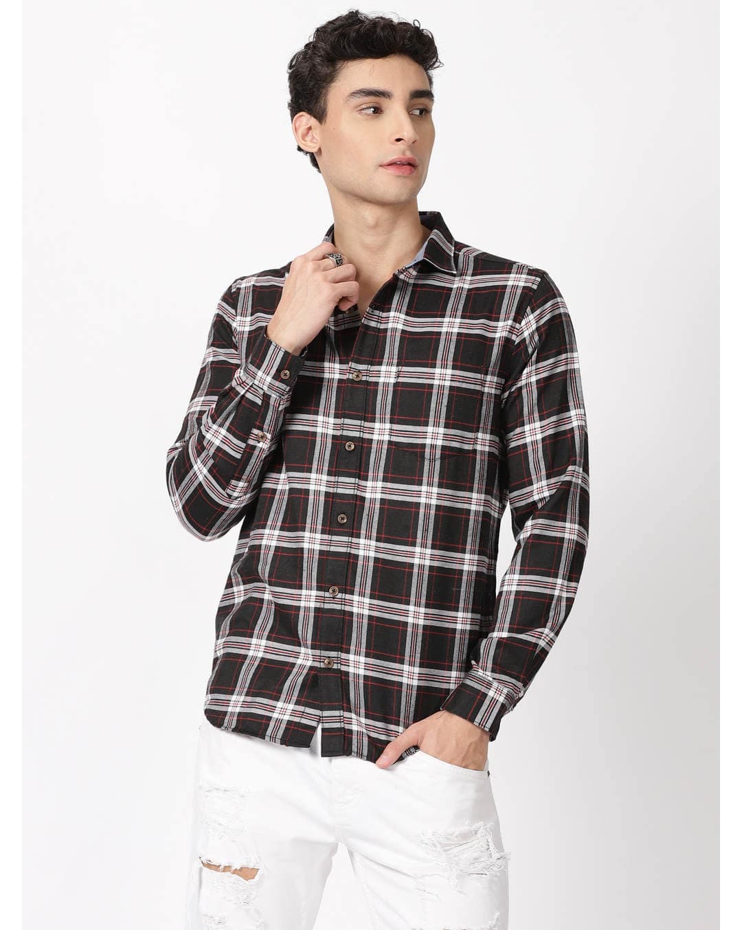 Polyester Checks Casual Shirts