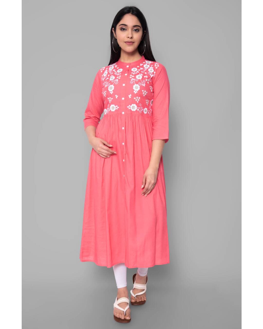 Rayon Embroidered Flared Kurta
