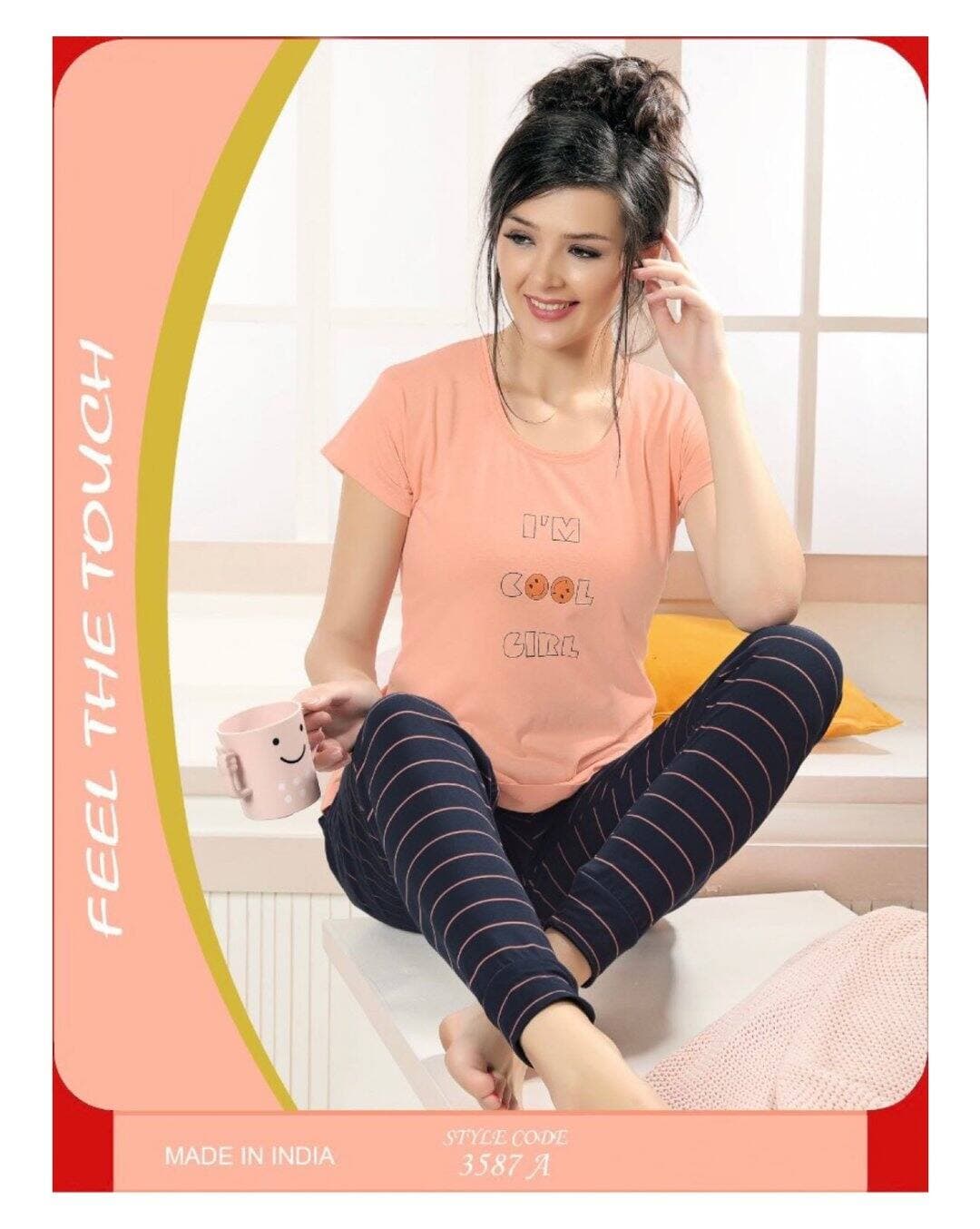 Cotton Printed T-Shirt & Pyjamas Set