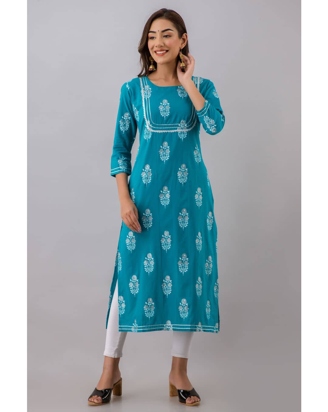 Cotton Floral Straight Kurta