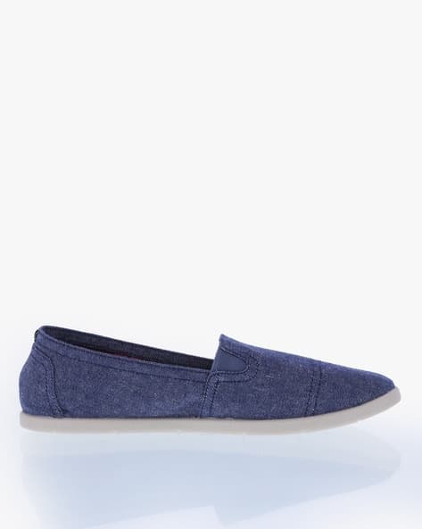 Denim Slip-On Shoes with Stitch Accent