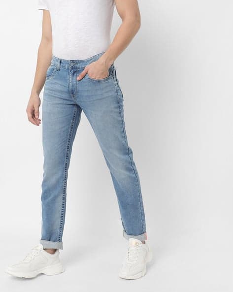 Washed Low-Rise Skinny Jeans