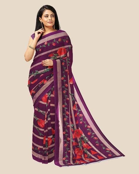Floral Print Georgette Saree