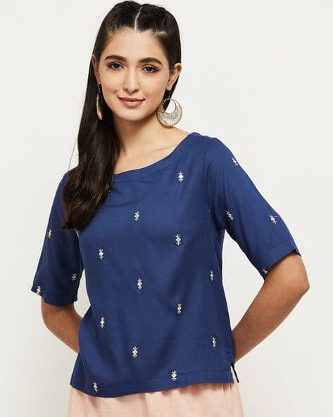 Embellished Round-Neck Top
