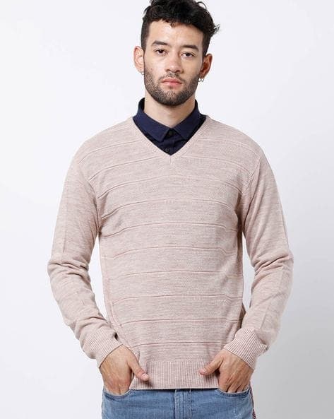Textured V-neck Pullovers